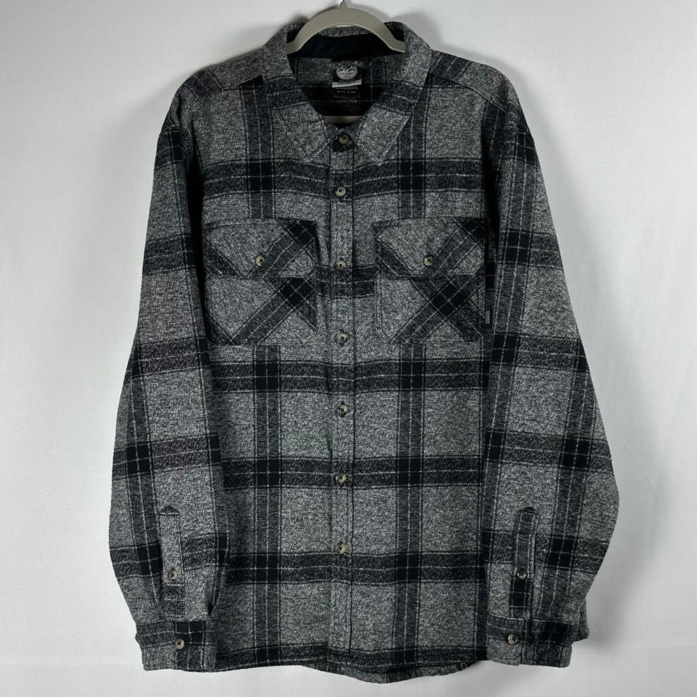 Colorado Clothing Flannel Shirt Mens XXL Gray Black Plaid‎ Heavyweight Outdoorsy